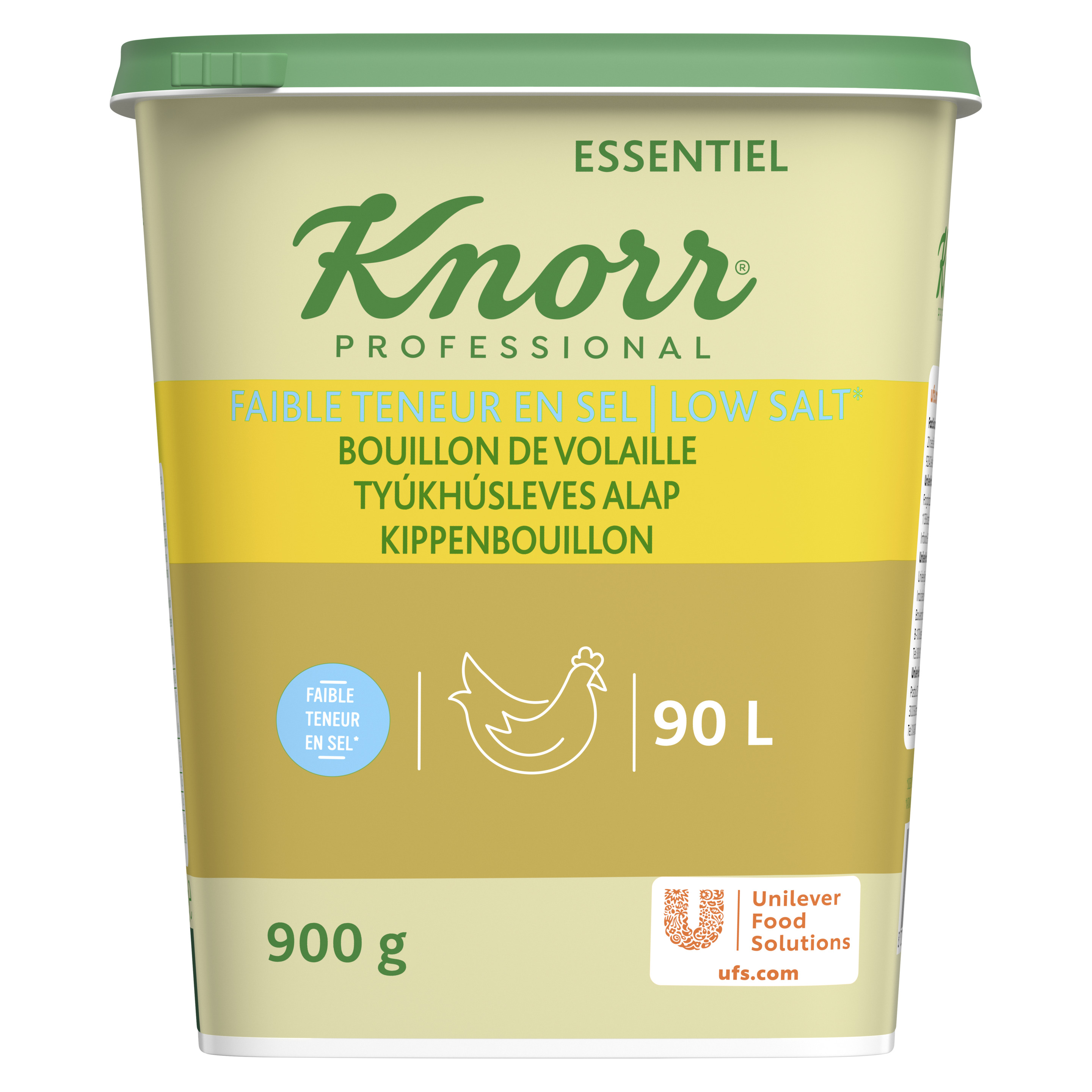 Knorr Bouillon de Volaille concentré à faible teneur en sel 900g jusqu'à 90L