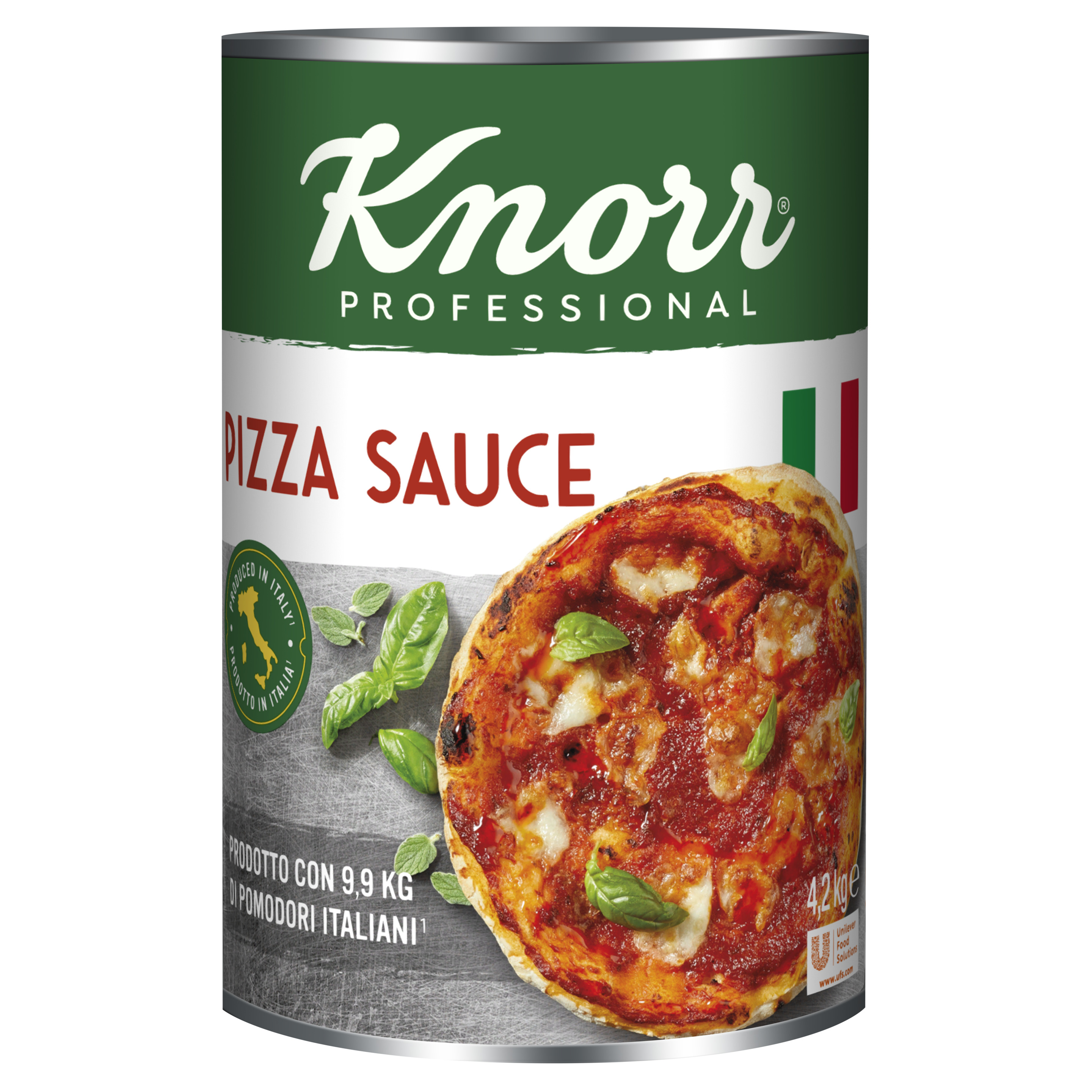 Knorr Pizzasauce med krydderurter 4,2 kg - En autentisk og velsmagende pizzasauce lavet på bæredygtigt dyrkede tomater fra Italien.