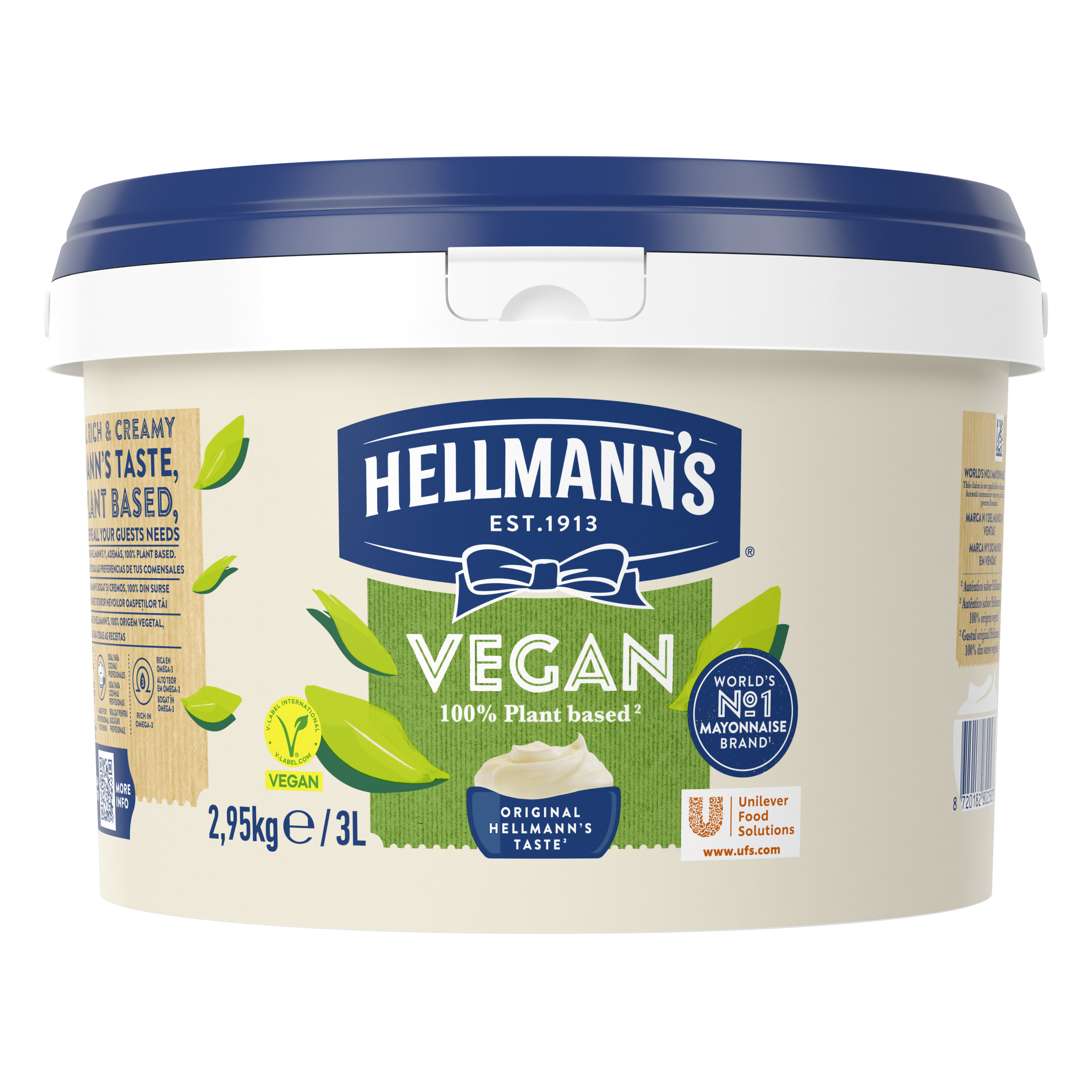 Hellmann's Веган майонеза 3L - Веган майонеза Hellmann's със същия отличителен вкус и високо качество на Hellmann's.