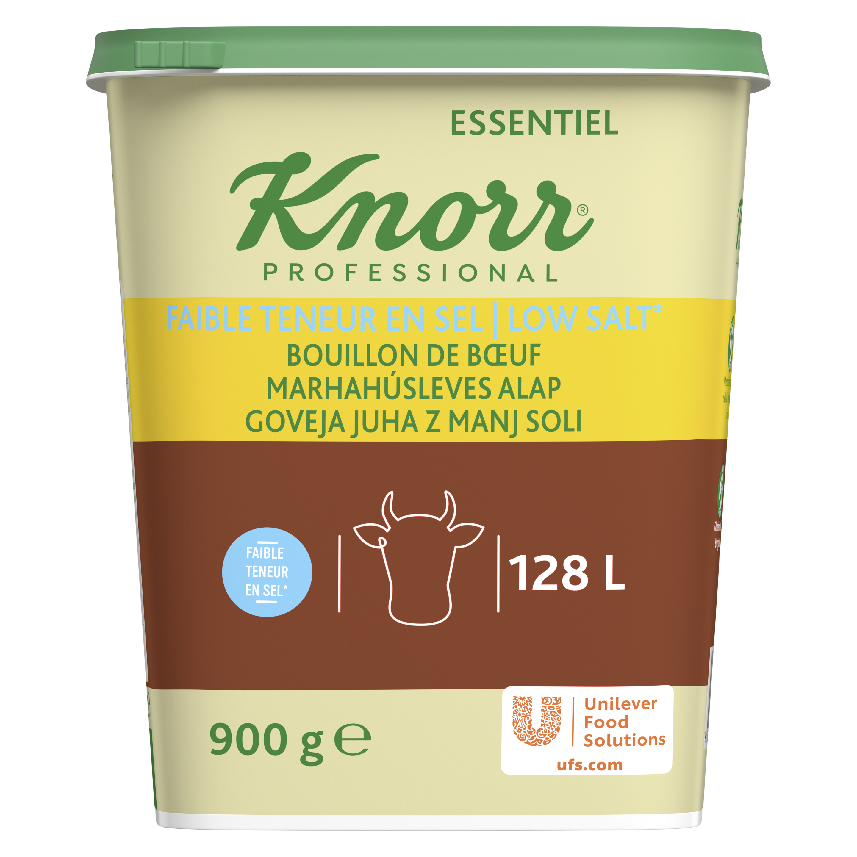 Knorr Bouillon de Bœuf concentré à faible teneur en sel 900g jusqu'à 129L