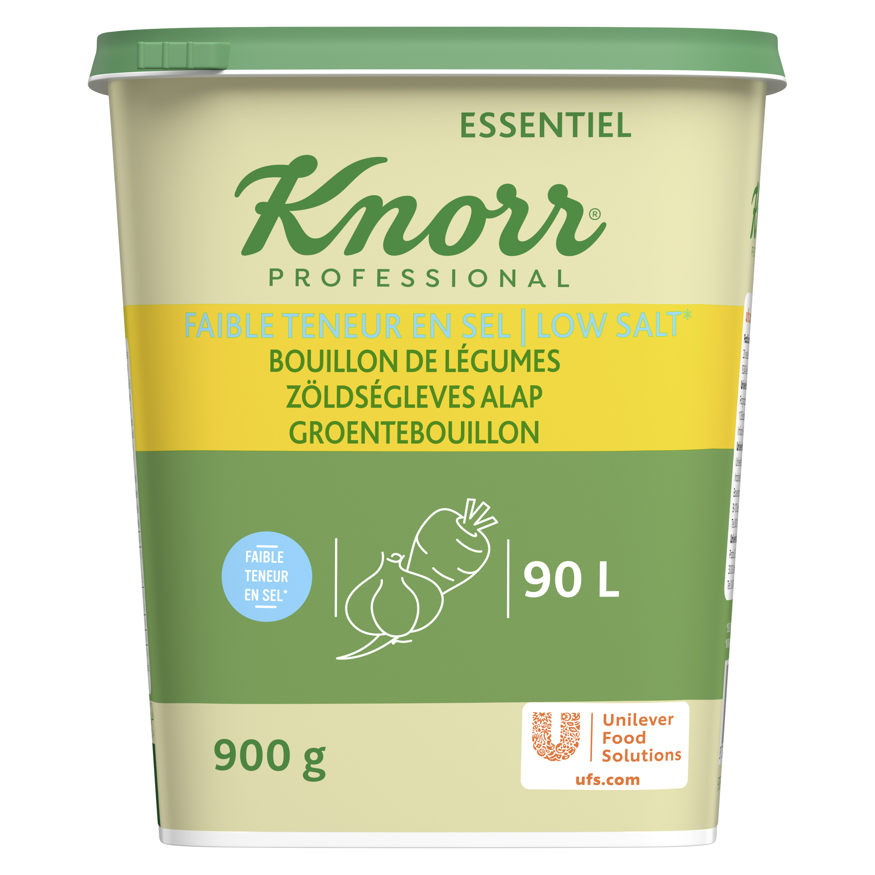 Knorr Bouillon de Légumes concentré à faible teneur en sel 900g jusqu'à 90L